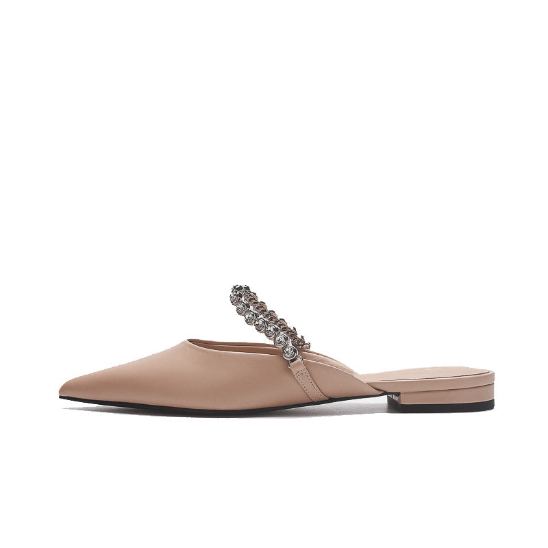 Damen elegante Sling-Ballerinas mit Luxus-Kettenakzent EB
