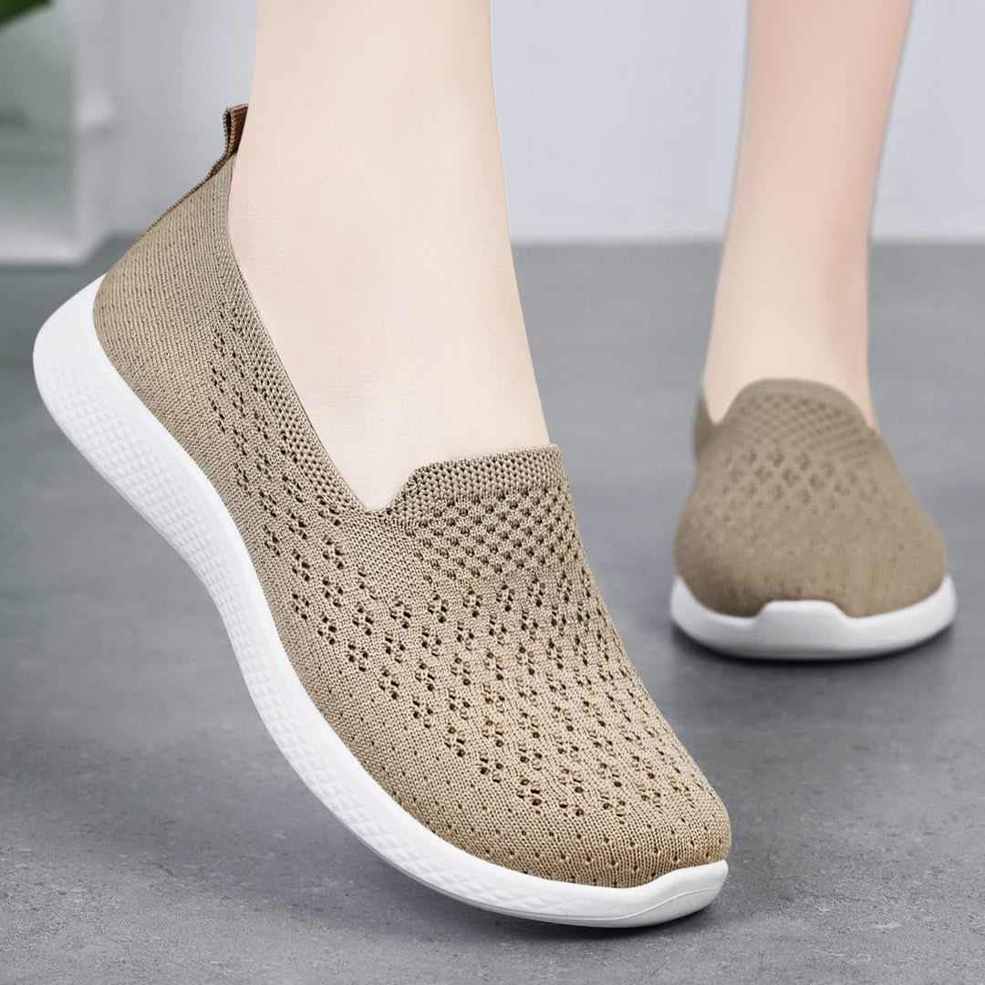 Damen Atmungsaktive Slip-On Sneakers mit elastischem Strickoberteil EB