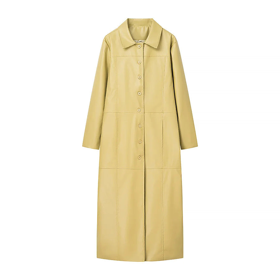 Damen elegante Kunstledermantel EB