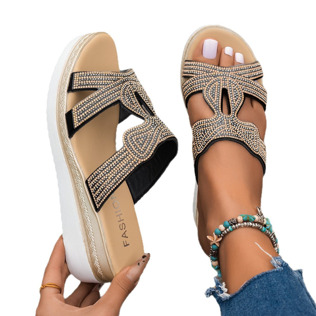 Damen Wedge-Sandalen mit funkelndem Applikationen EB