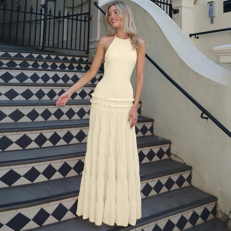 Damen Maxi-Kleid mit feinen Rüschendetails EB