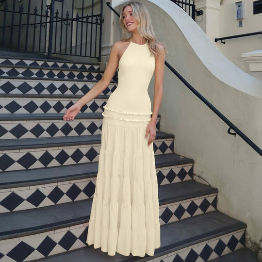 Damen Maxi-Kleid mit feinen Rüschendetails EB