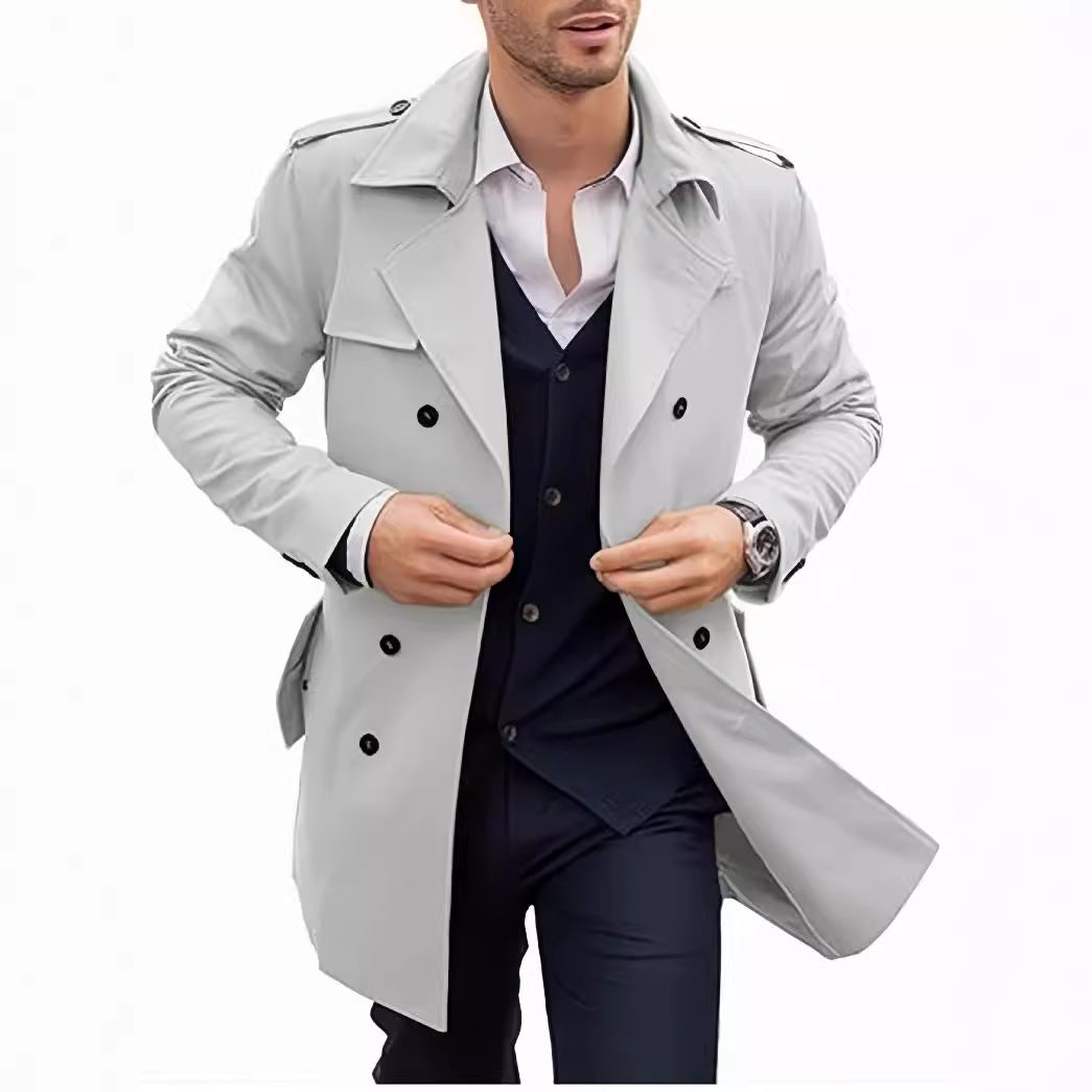 Herren Eleganter Trenchcoat mit klassischem Schnitt und praktischen Taschen EB
