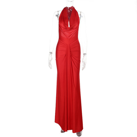 Damen Elegantes Maxikleid mit schmeichelndem Schnitt und tiefem V-Ausschnitt EB