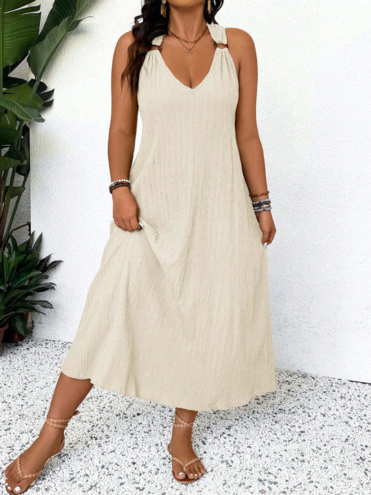 Damen Maxikleid mit schickem V-Ausschnitt und lässigen Trägern EB
