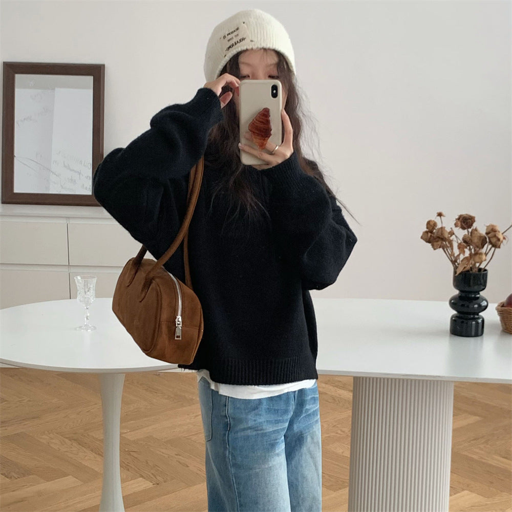 Damen Kurzpullover mit Stehkragen und Reißverschluss EB