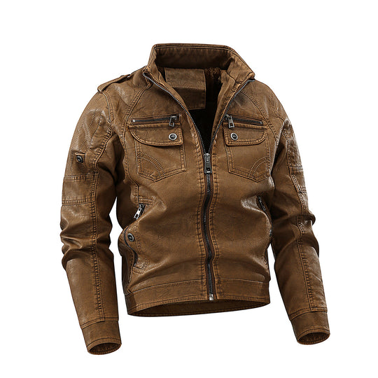 Herren stylische Bikerjacke mit praktischen Taschen und hochgeschlossenem Kragen EB