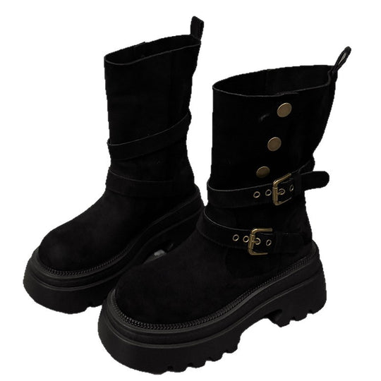 Damen Stiefeletten mit stylishen Schnallen und rutschfester Sohle EB