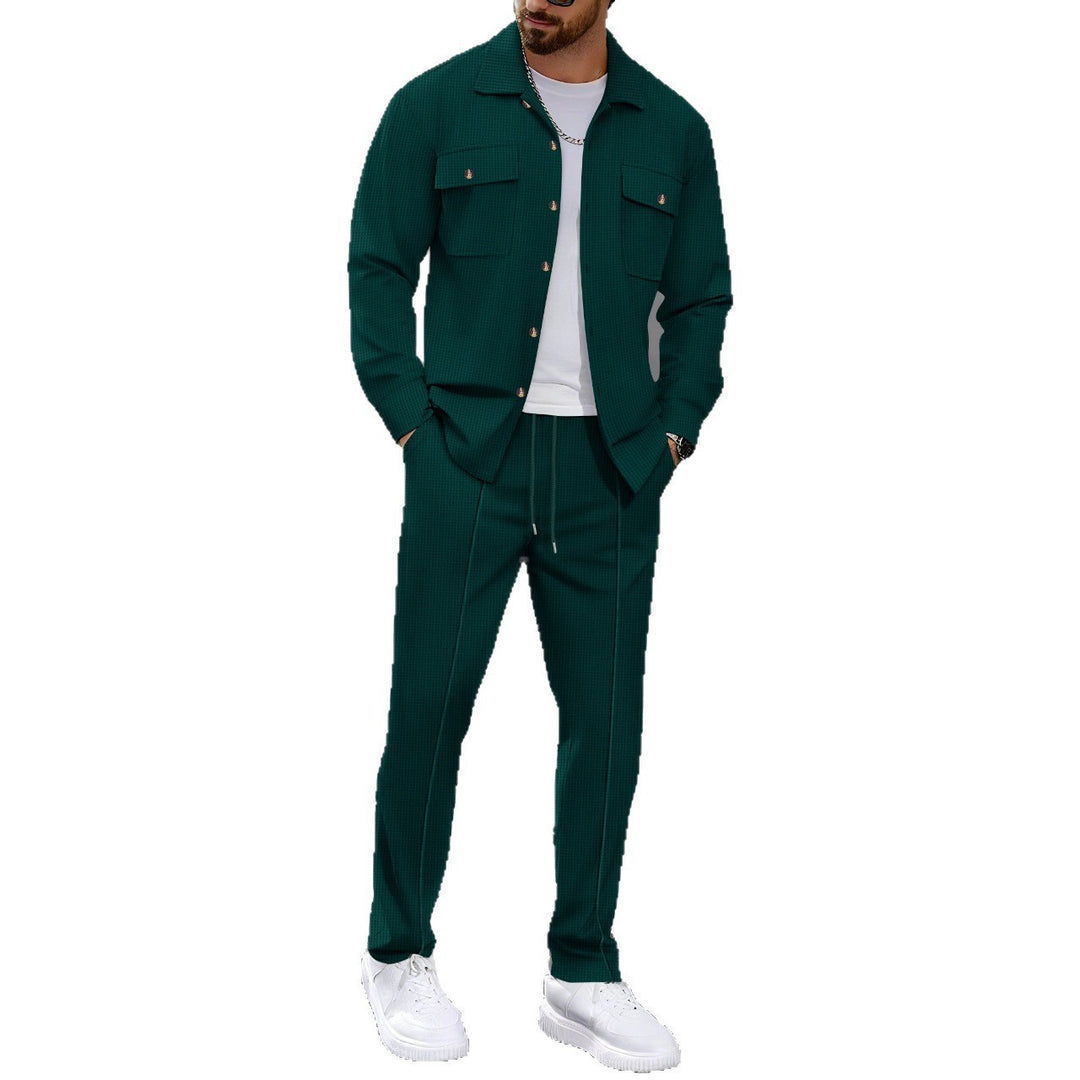 Herren modisches Freizeit-Set mit strukturierter Jacke und bequemen Hosen EB