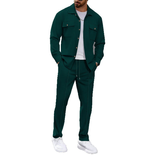 Herren modisches Freizeit-Set mit strukturierter Jacke und bequemen Hosen EB