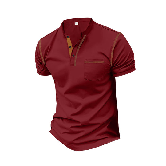 Herren shirt mit modernem Henley-Kragen und praktischen Brusttasche EB