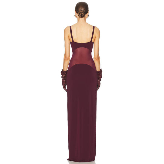 Damen elegantes Maxikleid mit schmeichelndem Schnitt und verstellbaren Spaghetti-Trägern EB