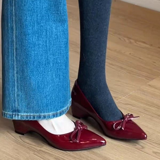 Damen elegante Pumps mit modischem Schleifenakzent EB
