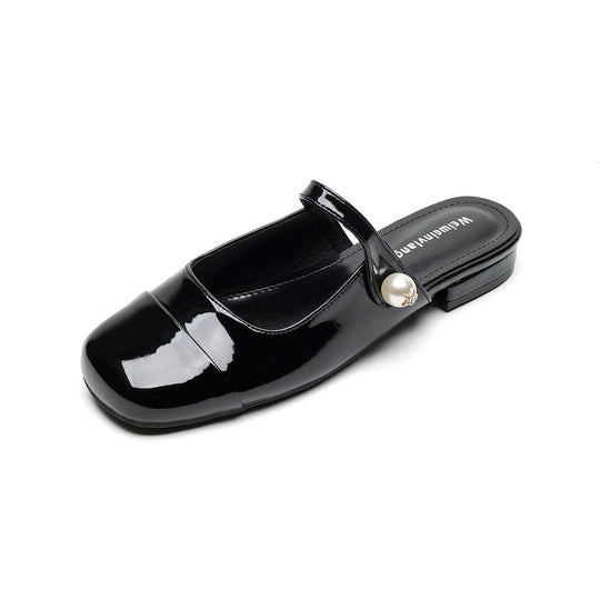 Damen elegante Mules mit modischem Riemen und ansprechendem Farbkontrast EB