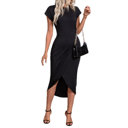 Damen modisches Wickelkleid mit großzügigem Schlitz EB