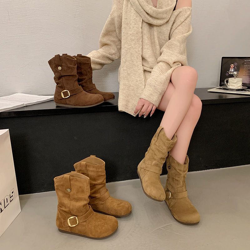 Damen Stiefeletten mit modischem Raffungselement und praktischen Schnallen EB