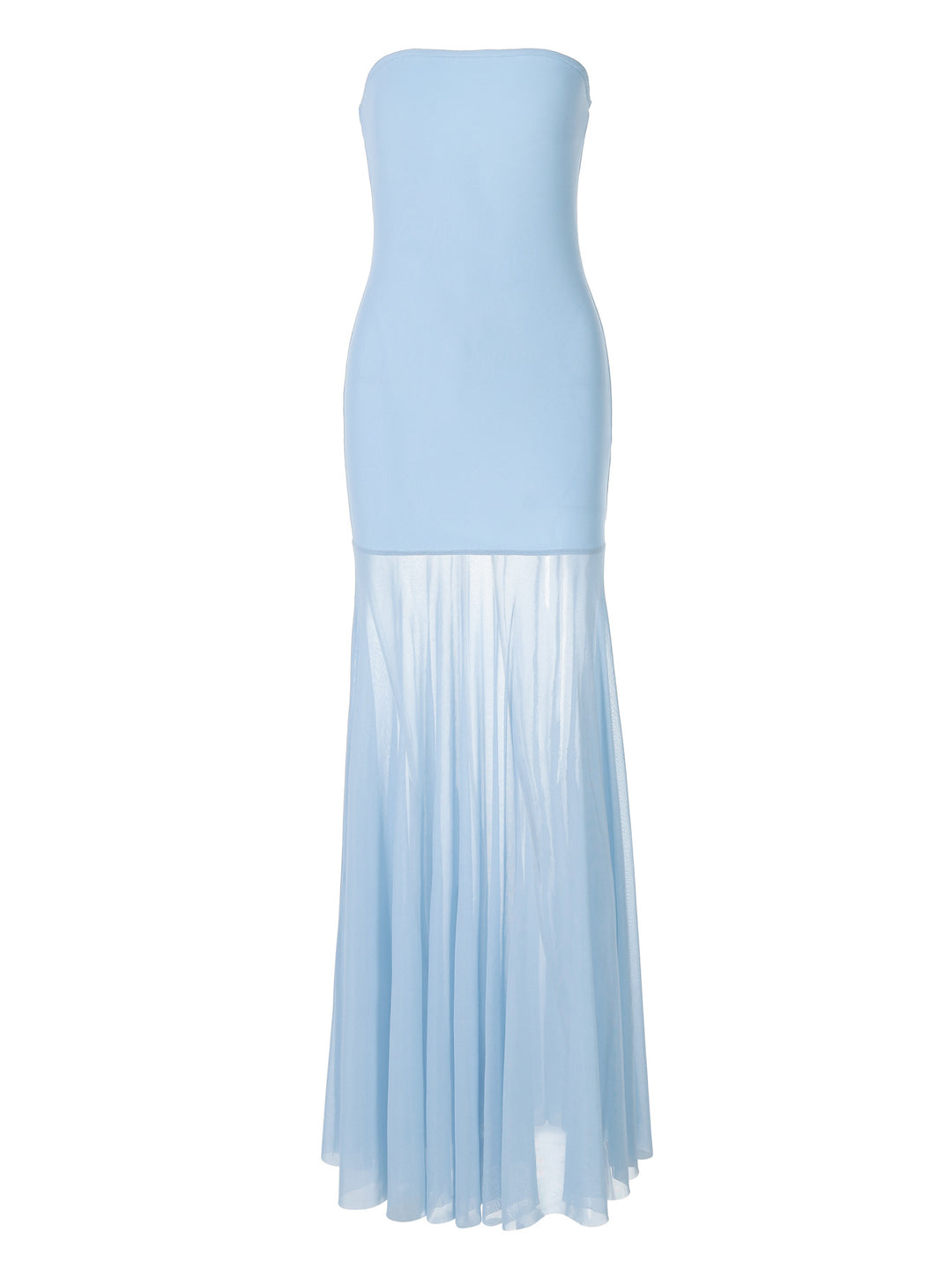 Damen Strapless Maxikleid mit fließendem Rock EB