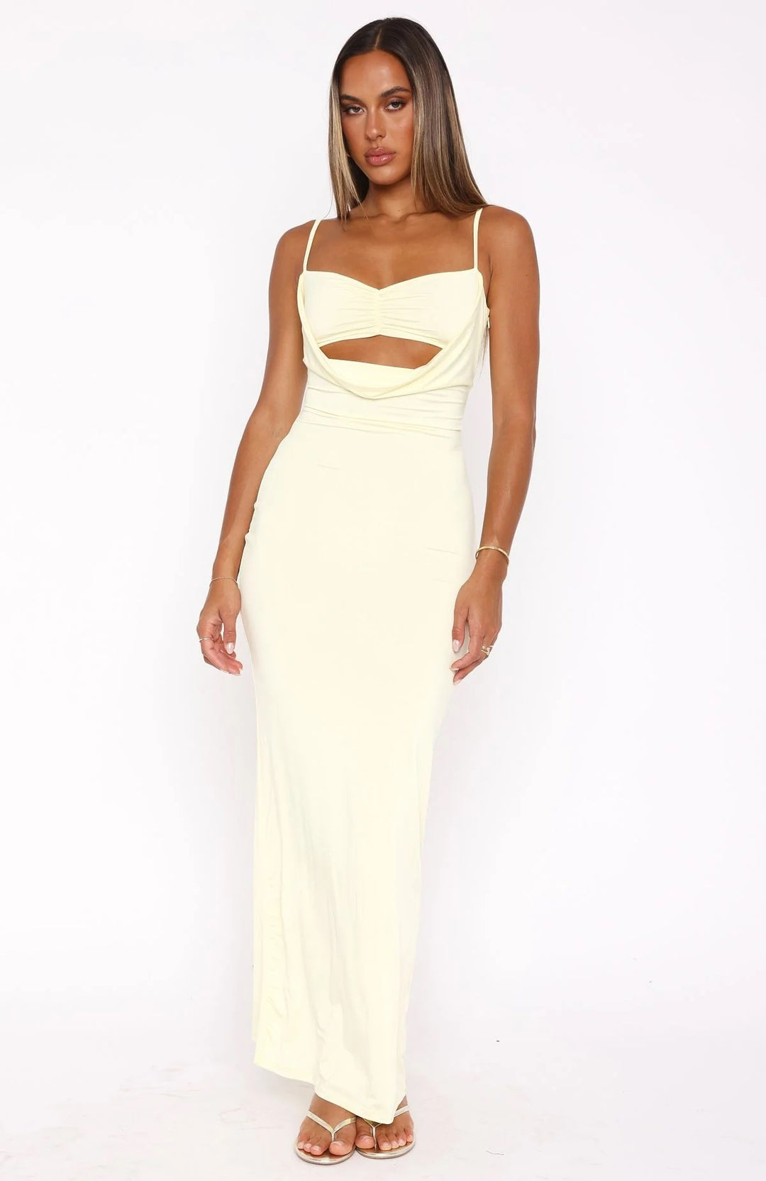 Damen Elegantes Cut-Out Maxikleid EB