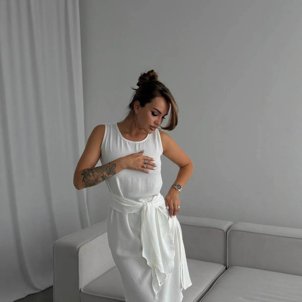 Damen sommerliches Wickelkleid mit seitlichem Schlitz und tailliertem Design EB