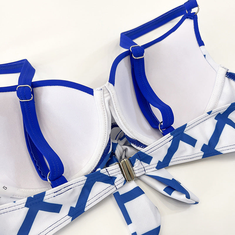 Damen Bikini-Set mit elegantem Knoten-Design und Hochbund EB