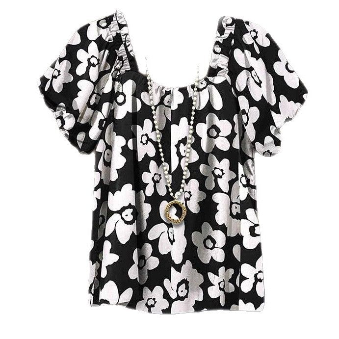Damen blumiges Oberteil mit Puffärmeln EB