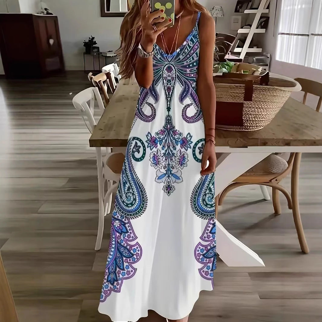 Damen Maxikleid mit verspieltem Druck und eleganter Silhouette EB