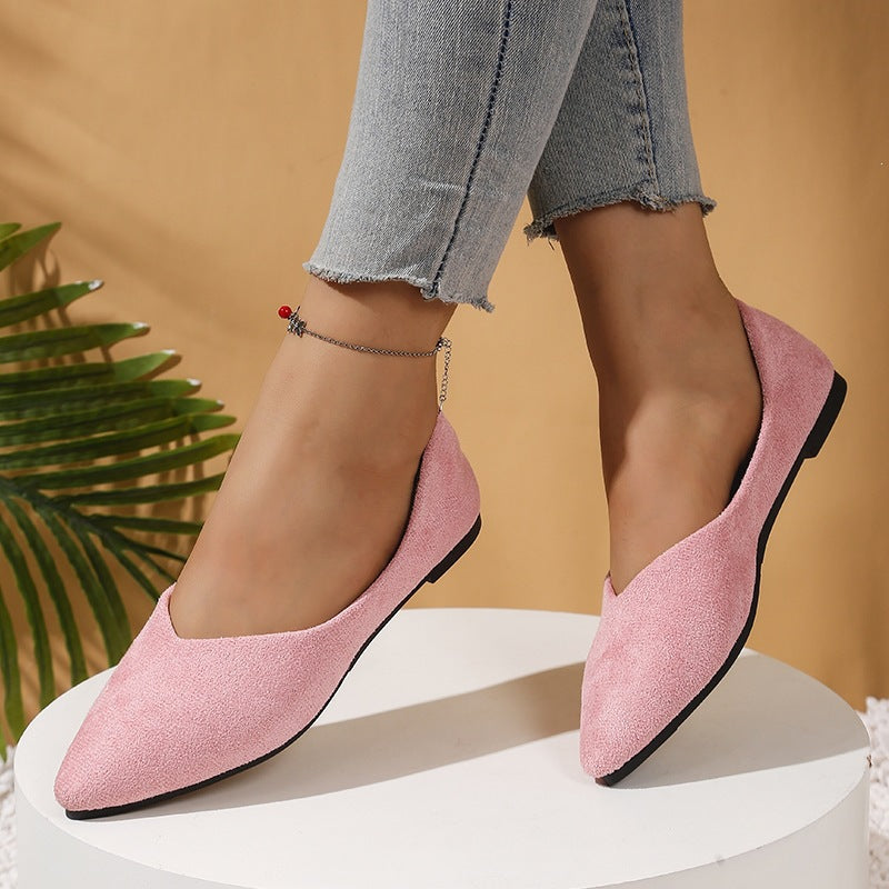 Damen  spitze Ballerina-Slipper aus Veloursoptik mit gepolsterter Komfortinnensohle EB