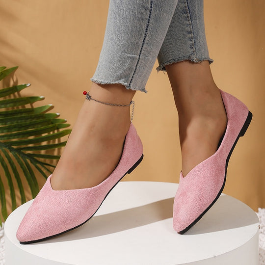 Damen  spitze Ballerina-Slipper aus Veloursoptik mit gepolsterter Komfortinnensohle EB