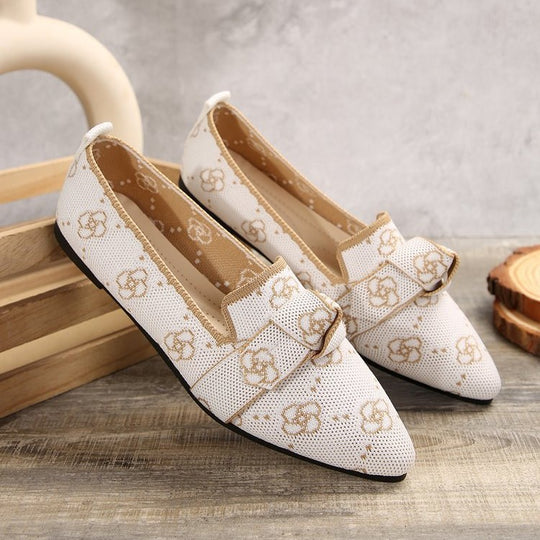 Damen elegante Slip-On Ballerinas mit modischem Knotendetail und atmungsaktivem Obermaterial EB