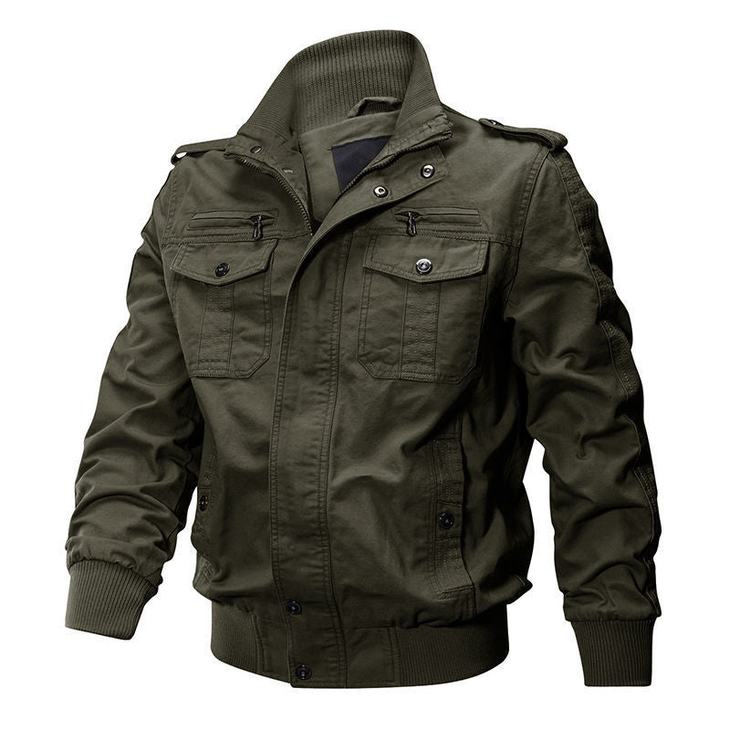 Herren nan Canvas-Utility-Blouson mit hochgeschlossenem Stehkragen, Pattentaschen und elastischem Saum EB