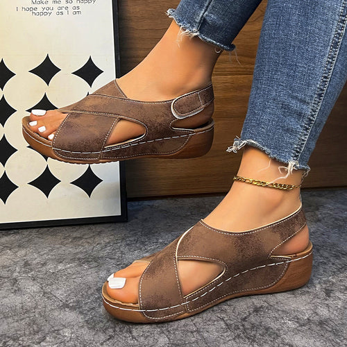 Damen bequeme und stylische Sandalen mit geflochtenem Riemen EB