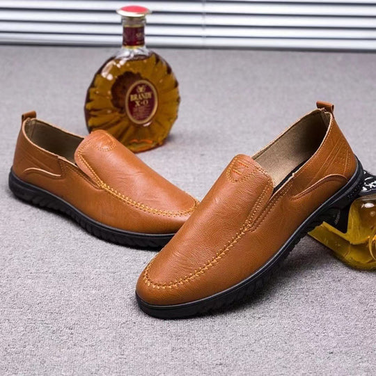 Herren Bequeme Leder Slipper Schuhe EB