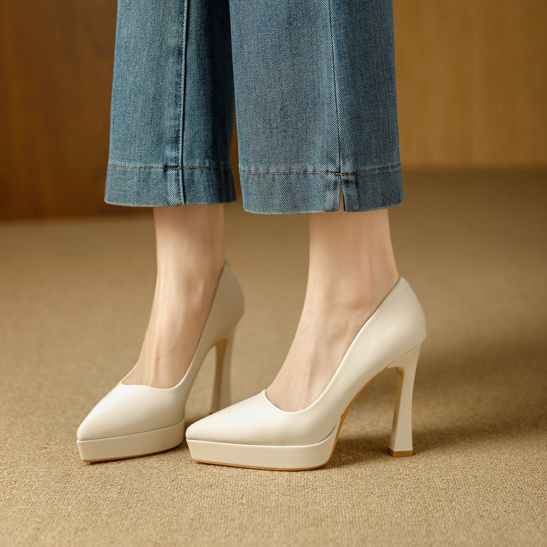 Damen Elegante Plateau-Pumps mit transparenter Absatzgestaltung EB