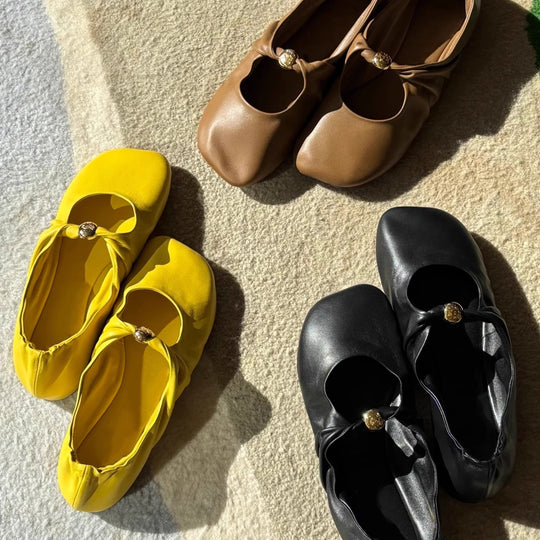 Damen Ballerinas mit dekorativem Kettenakzent und modischer Knopfdetail EB