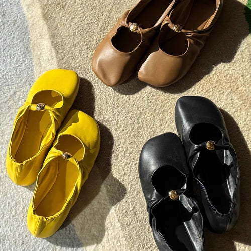 Damen Ballerinas mit dekorativem Kettenakzent und modischer Knopfdetail EB