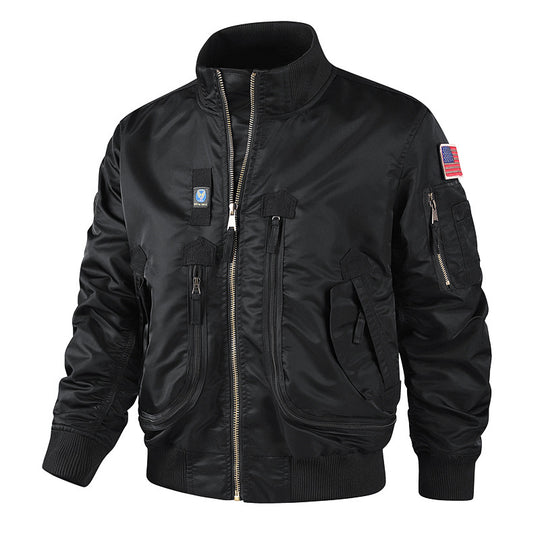 Herren  klassische Bomberjacke im Pilotendesign mit Multifunktionstaschen und robustem Reißverschluss EB