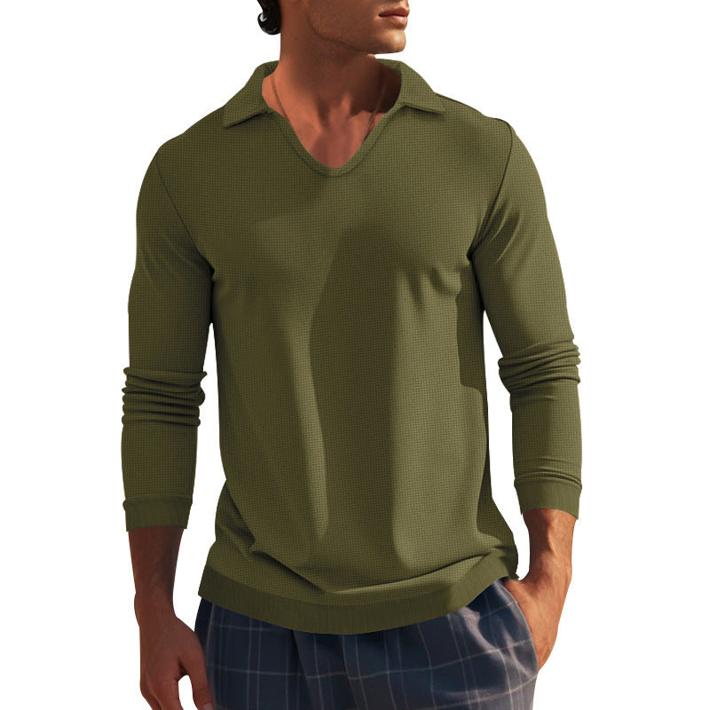 Herren Langarm-Shirt mit modernem V-Ausschnitt und strukturiertem Design EB