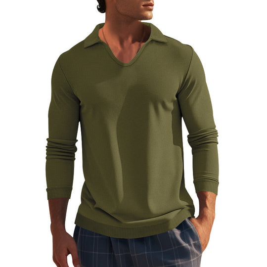 Herren Langarm-Shirt mit modernem V-Ausschnitt und strukturiertem Design EB