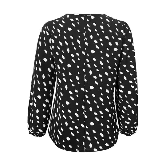 Damen Bluse mit V-Ausschnitt und modernem Punktdesign EB
