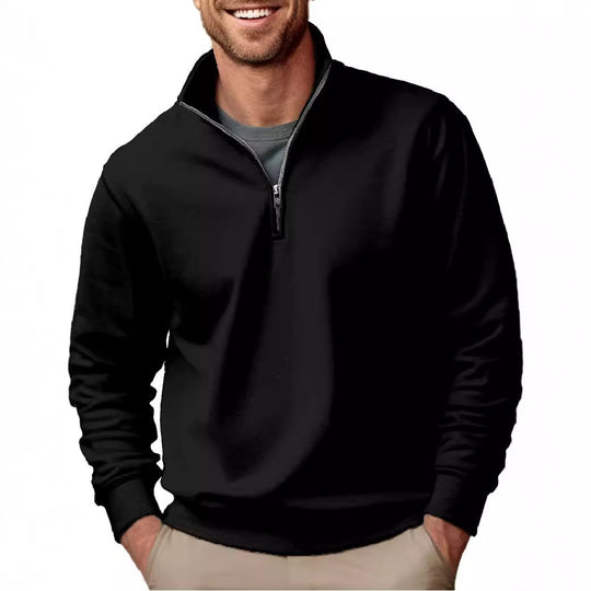 Herren nan Halbzip-Sweatshirt mit Stehkragen und weichem Fleece-Innenfutter EB