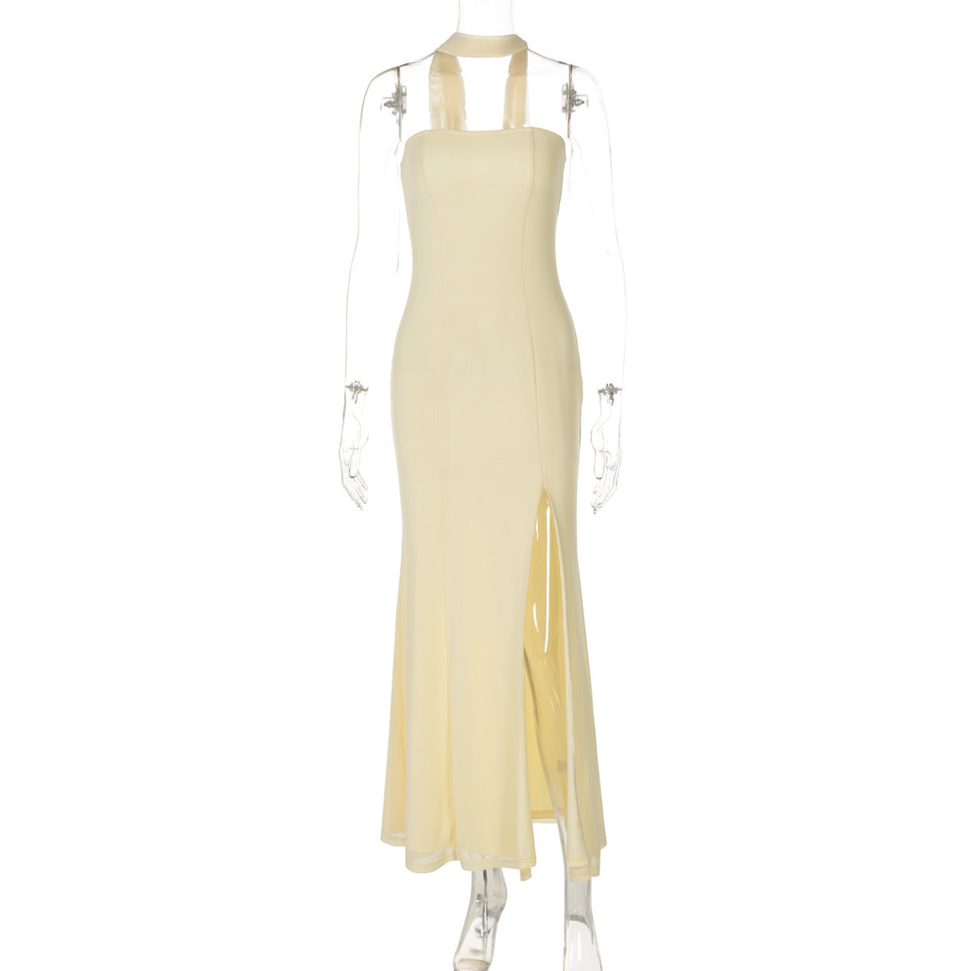 Damen Elegantes, figurbetontes Abendkleid mit asymmetrischem Halterdesign EB