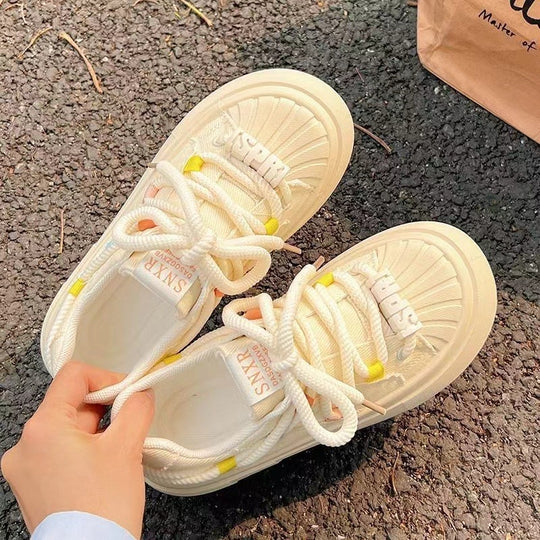 Damen Sportliche Freizeit-Sneaker mit elastischen Schnürsenkeln und atmungsaktivem Obermaterial EB