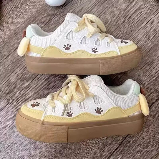 Damen Freizeit Sneaker mit liebevollem Pfotenmotiv und atmungsaktiver Obermaterial EB