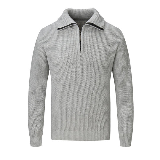 Herren Freizeitpullover mit halbem Reißverschluss und strukturiertem Strickmuster EB