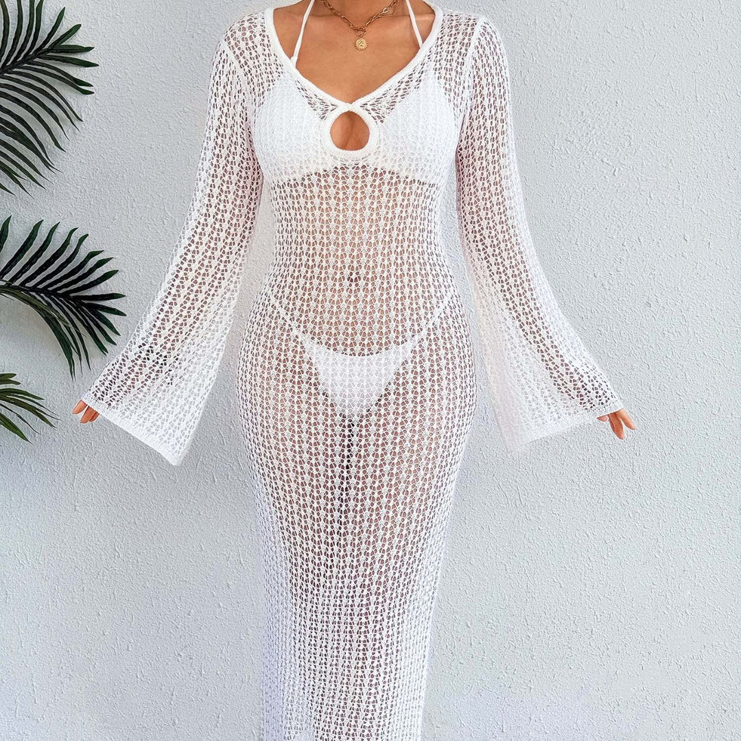 Damen Häkel-Strandkleid mit elegantem Schlitz EB