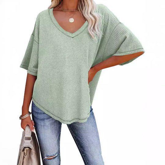 Damen lässiges Oversized-Oberteil mit strukturiertem Webmuster EB