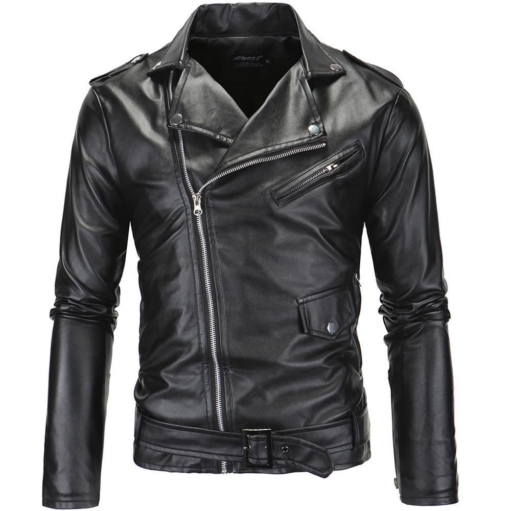 Herren stylische Bikerjacke aus hochwertigem Kunstleder EB