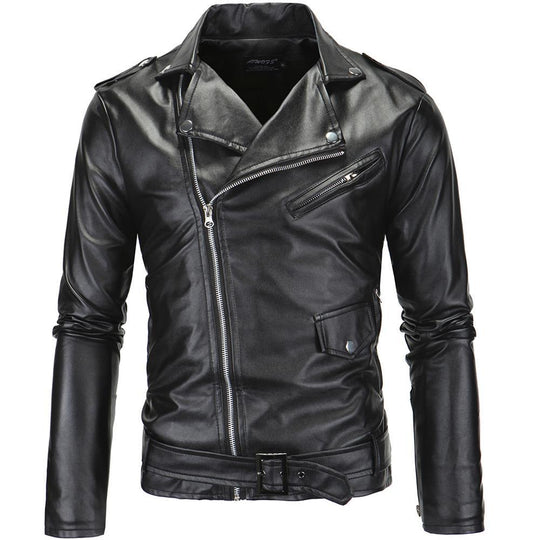 Herren stylische Bikerjacke aus hochwertigem Kunstleder EB