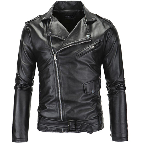Herren stylische Bikerjacke aus hochwertigem Kunstleder EB