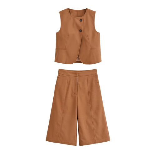 Damen elegante Weste mit Knopfdetails und seitlichen Eingrifftaschen EB
